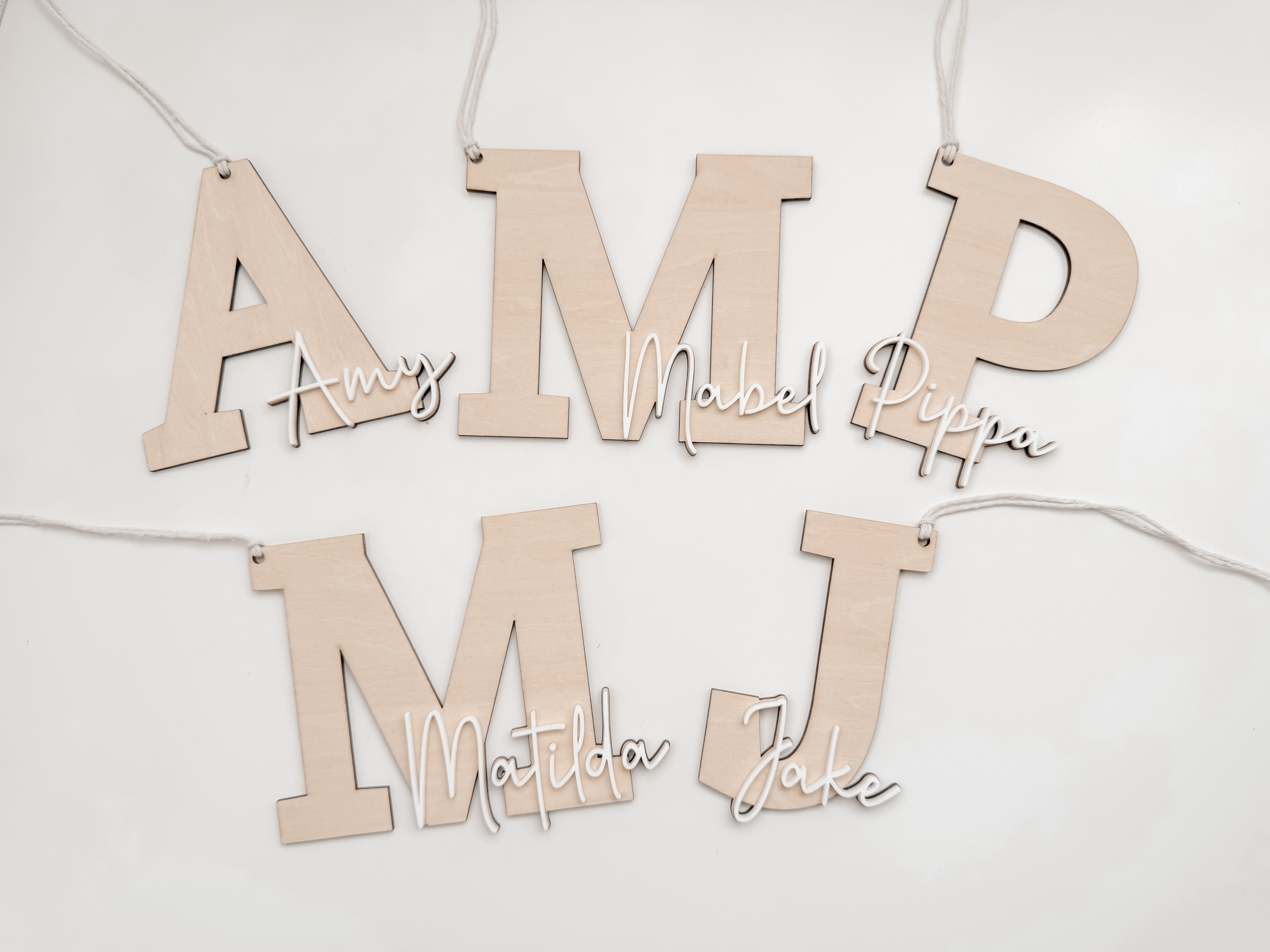 WOODEN INITIAL CHRISTMAS TREE DECORATION