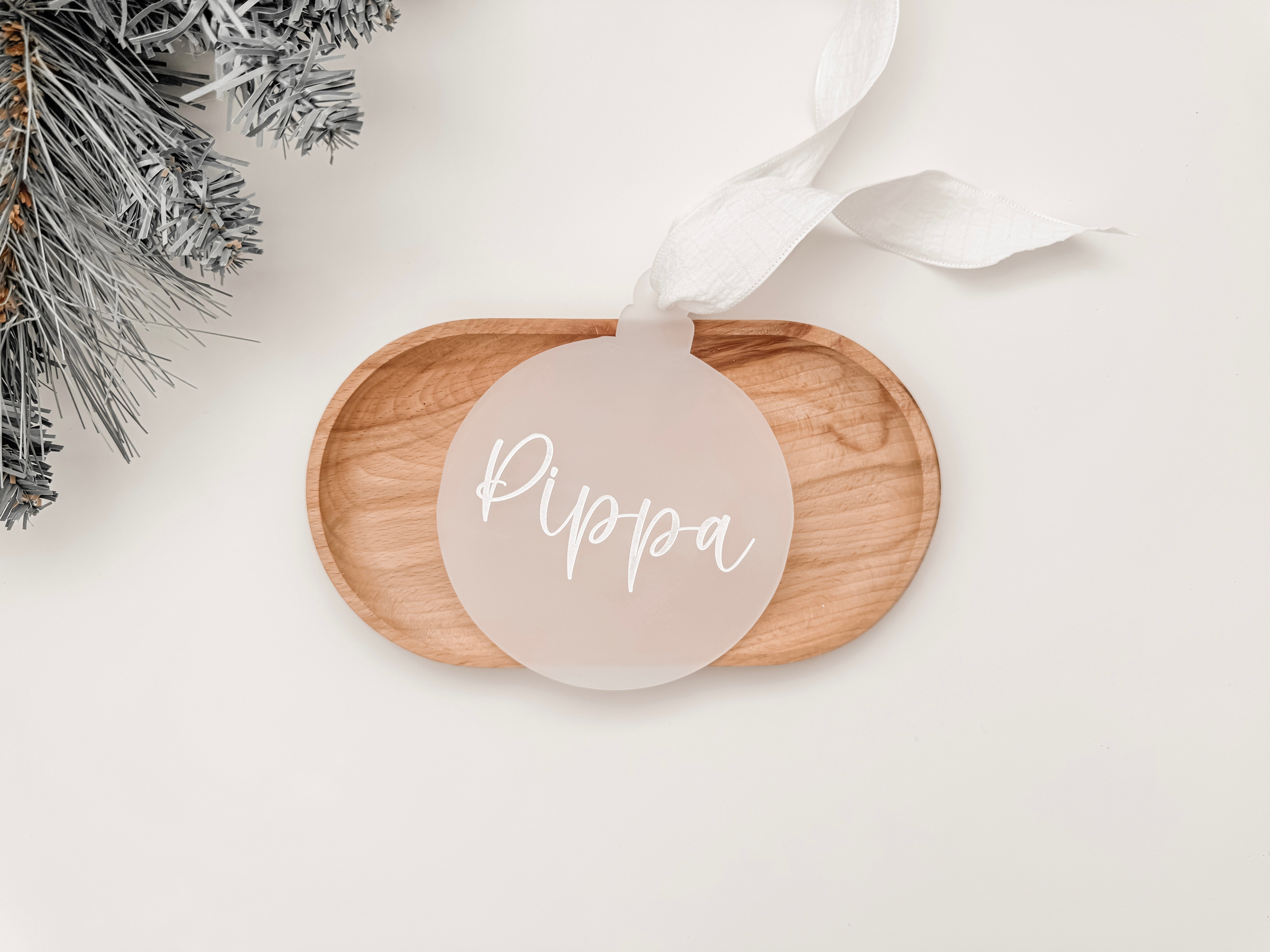 FROSTED ACRYLIC CHRISTMAS TREE DECORATION