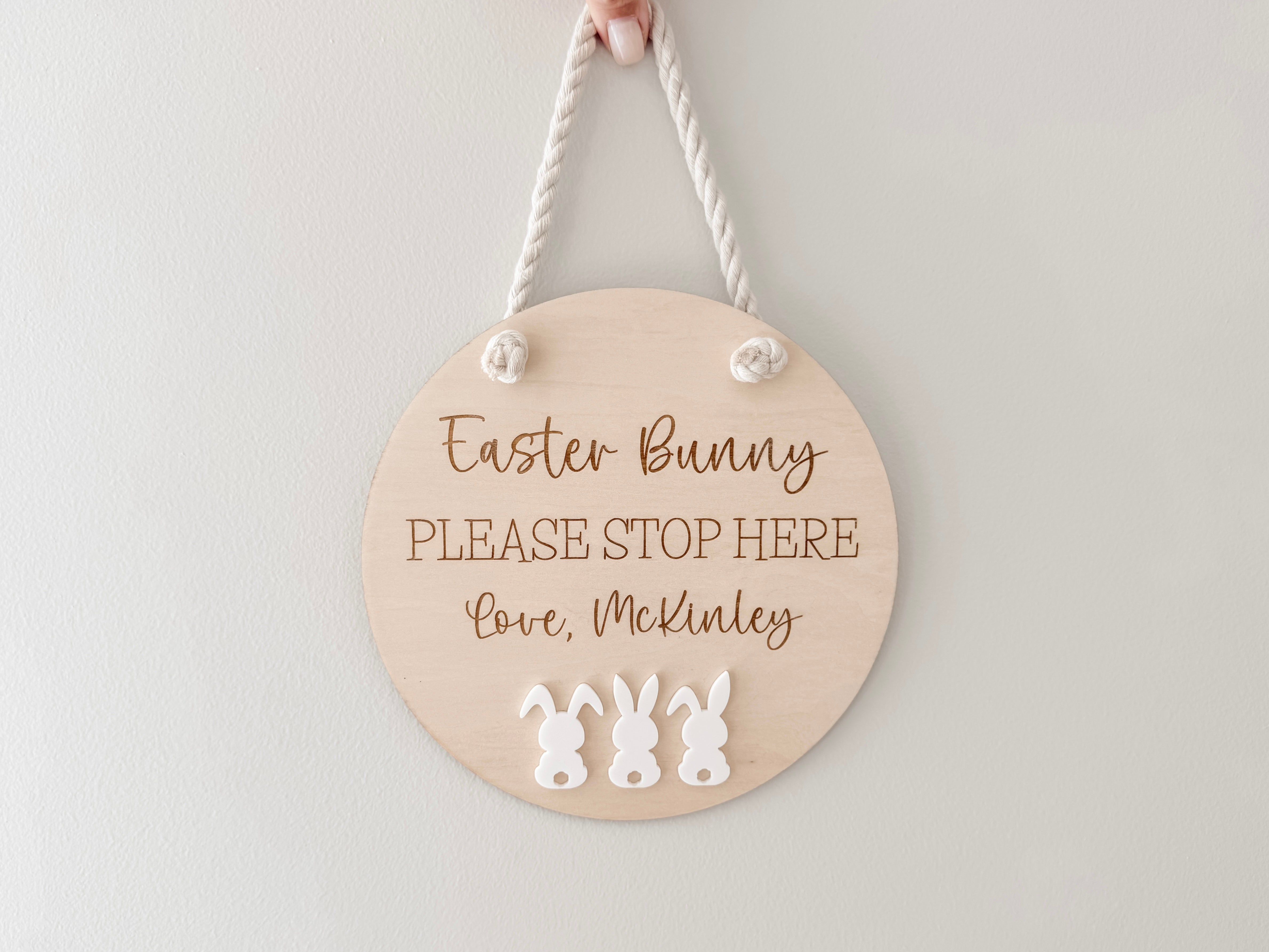 PERSONALISED EASTER BUNNY 'PLEASE STOP HERE' SIGN