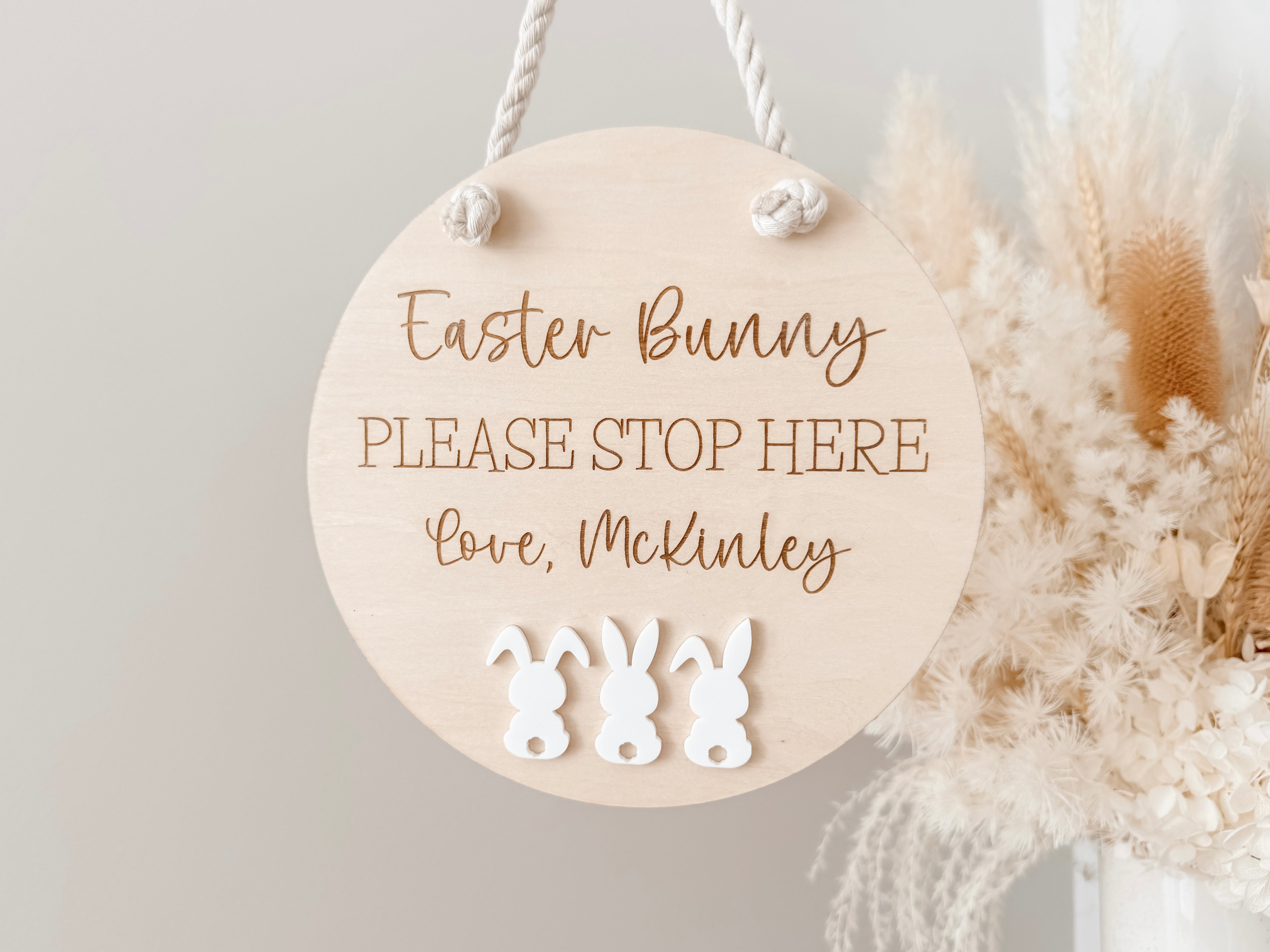 PERSONALISED EASTER BUNNY 'PLEASE STOP HERE' SIGN