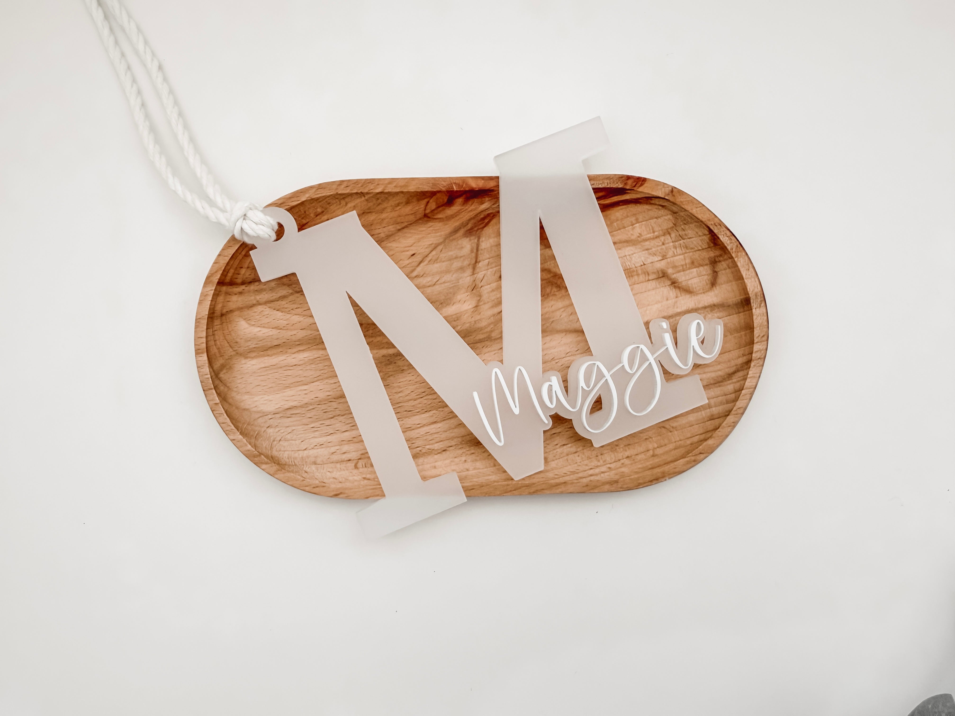 FROSTED ACRYLIC INITIAL CHRISTMAS TREE DECORATION