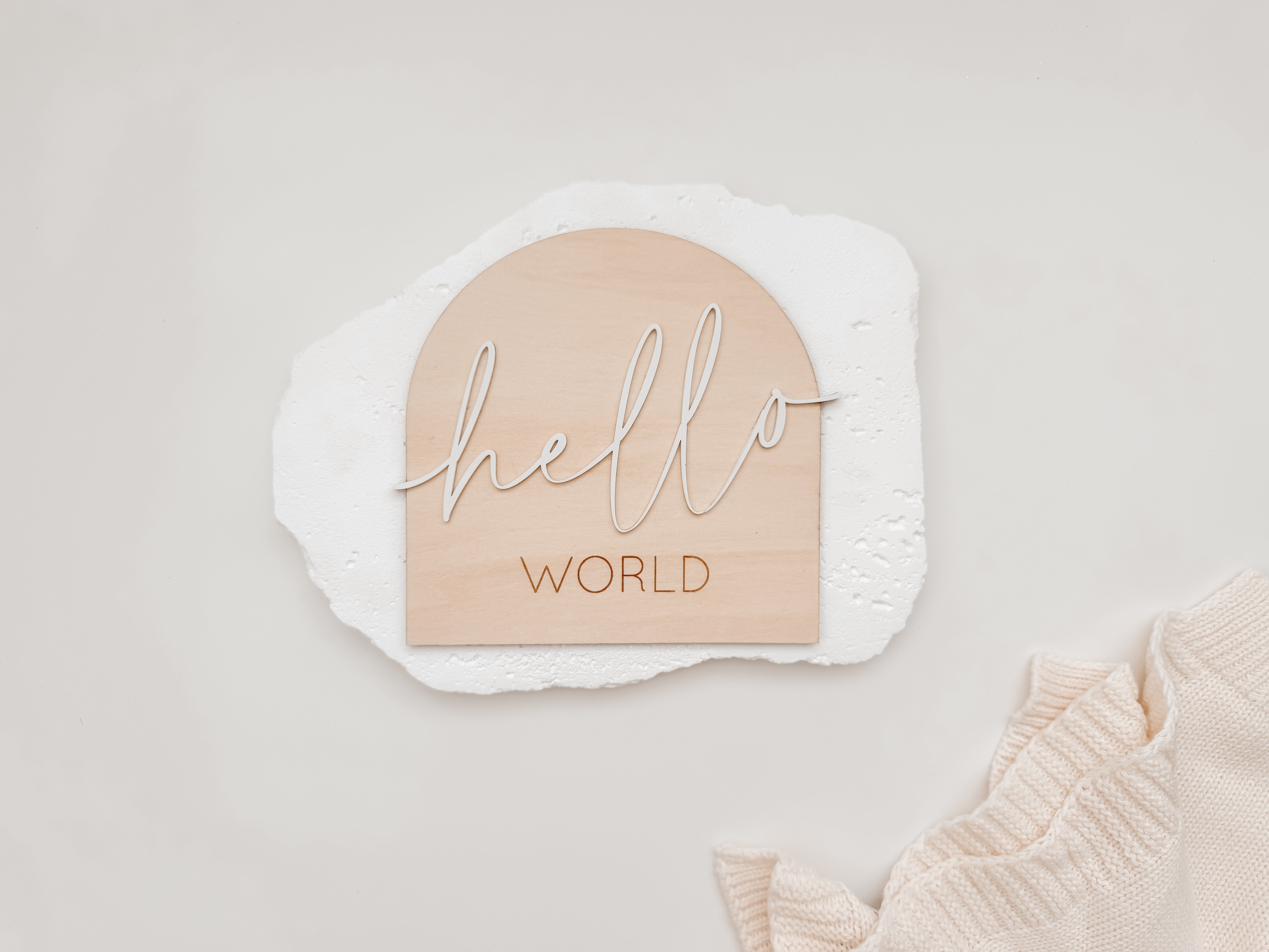 HELLO WORLD BIRTH ANNOUNCEMENT PLAQUE