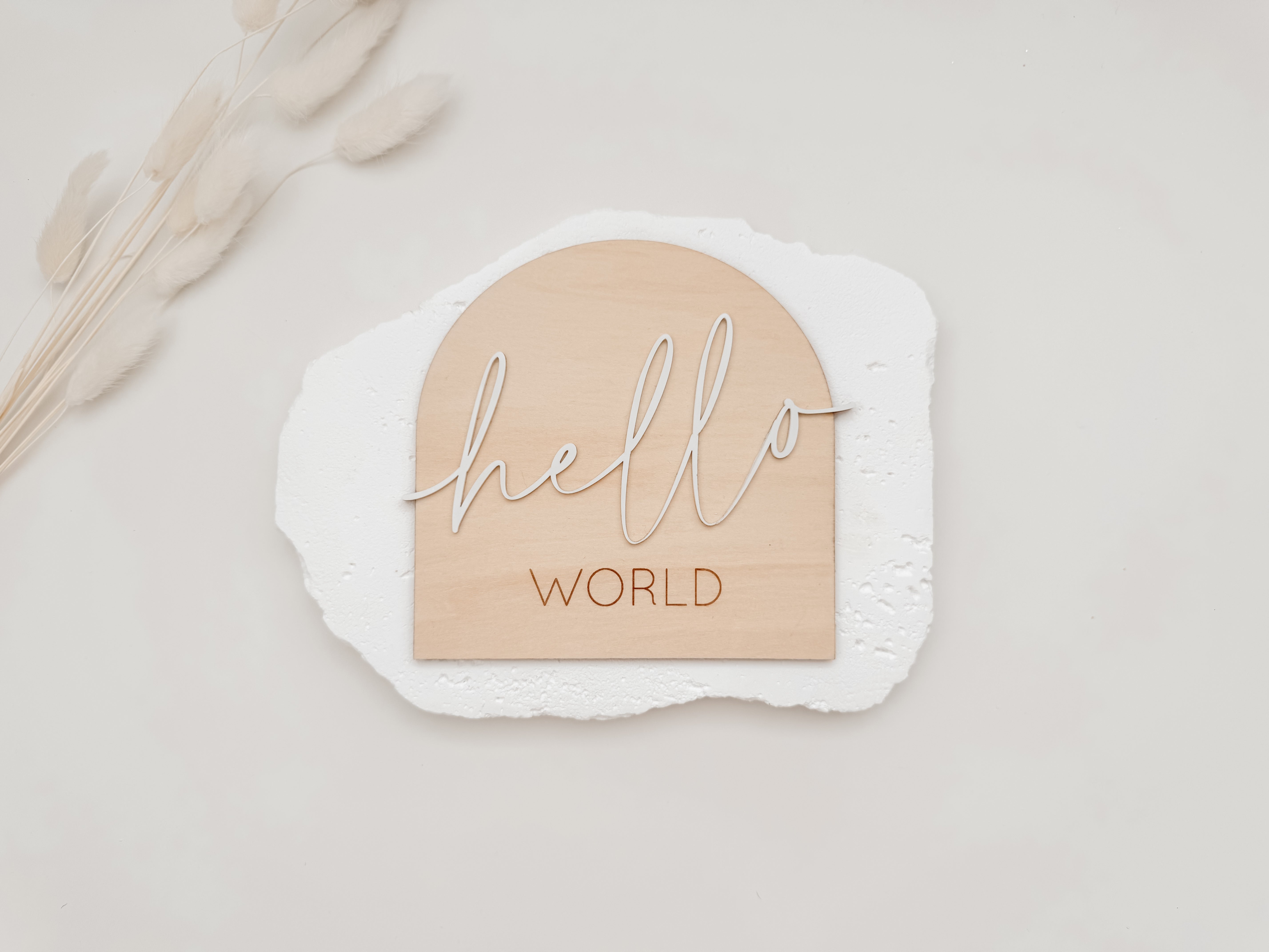 HELLO WORLD BIRTH ANNOUNCEMENT PLAQUE