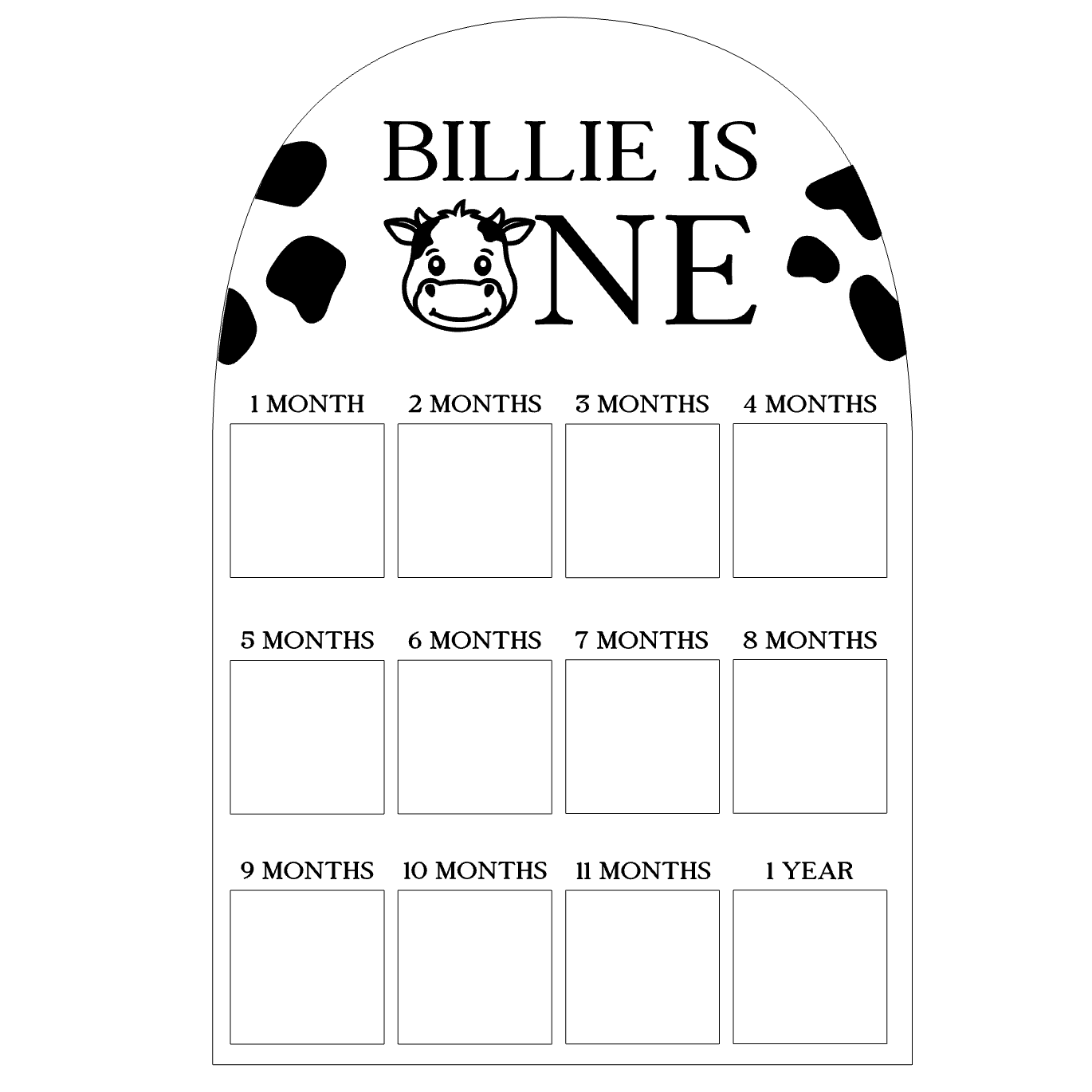 FIRST YEAR PHOTO BIRTHDAY BOARD - COW